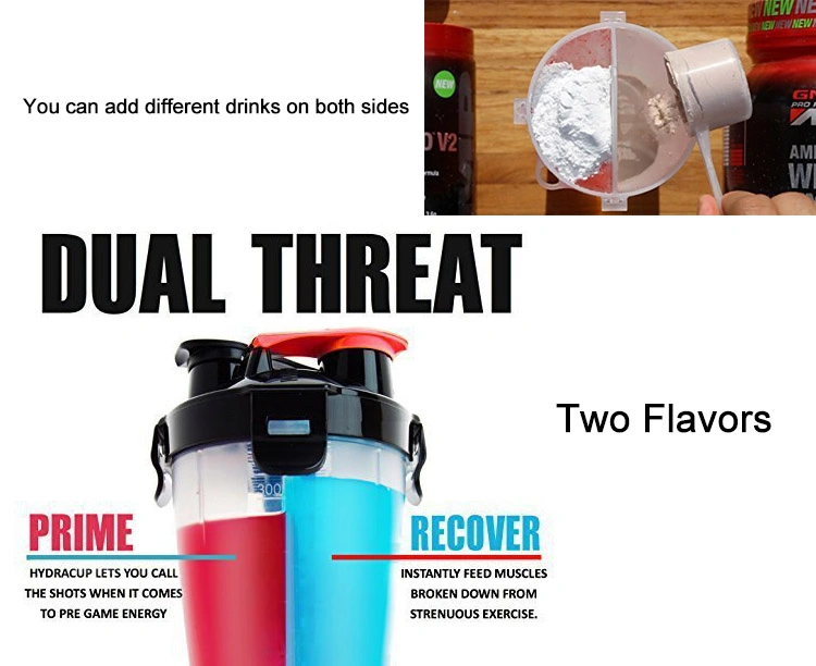 Hot Sale Protein Powder Plastic Double Mouth Shake Cup