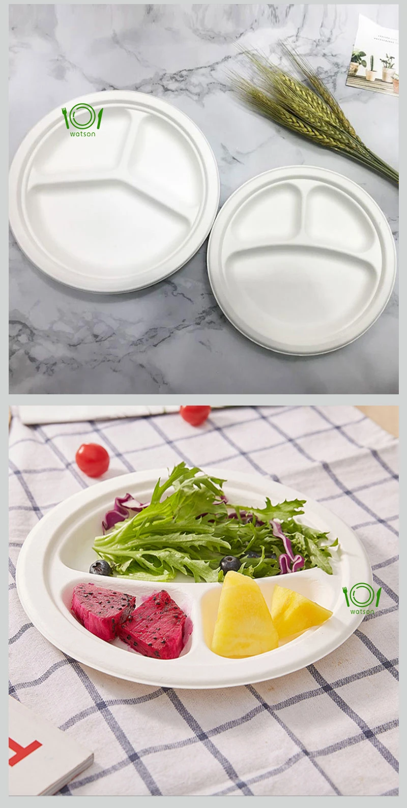 Disposable Round Plate Sugarcane Pulp Tableware Biodegradable Dessert Fruit Paper Bagasse Plate