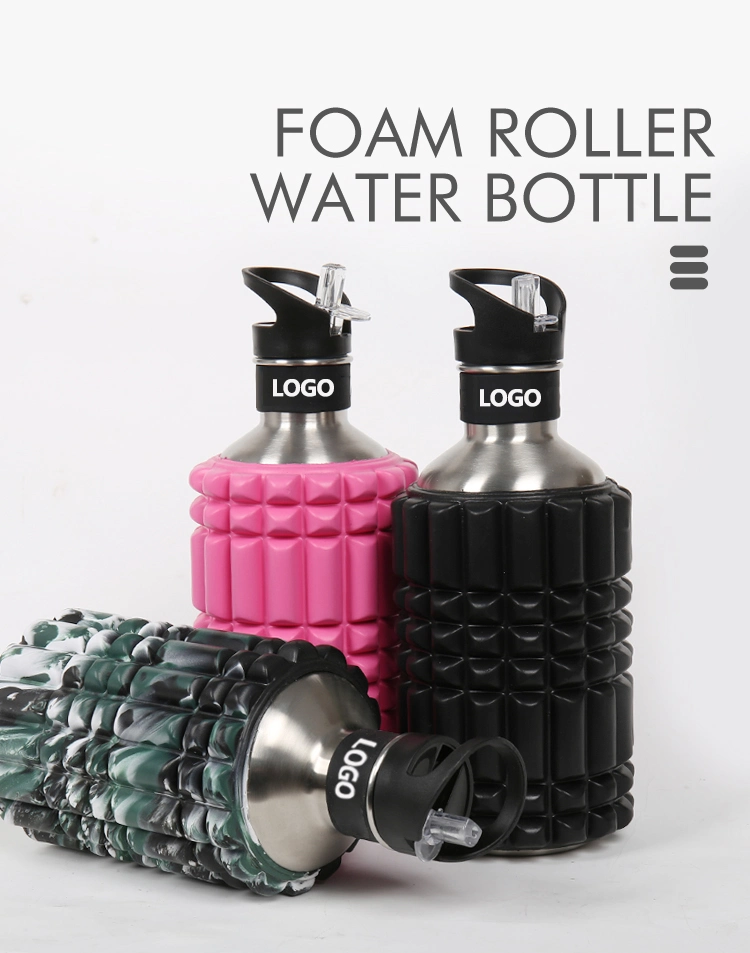 Eco-Friendly Stainless Steel Foam Roller Sport Bottle Hot Water Bottle Foldable Silicone Bo