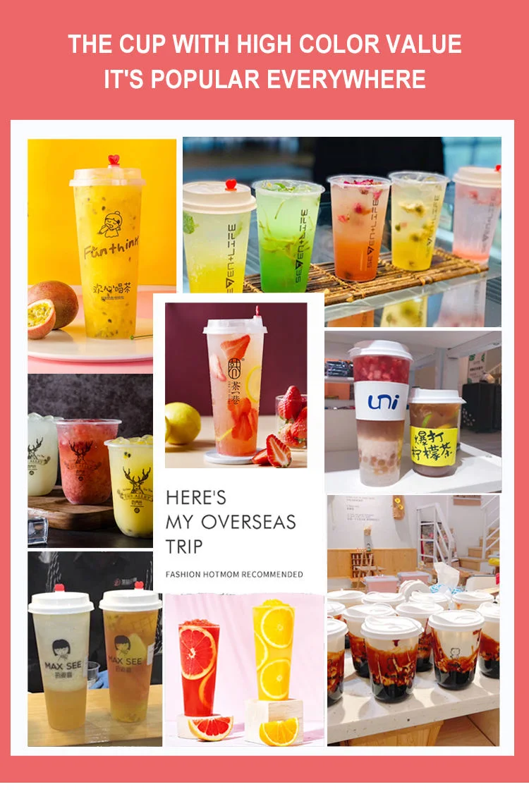 China Supplier Guangzhou Disposable Transparent PP Plastic Cups with Lid Juice Cup