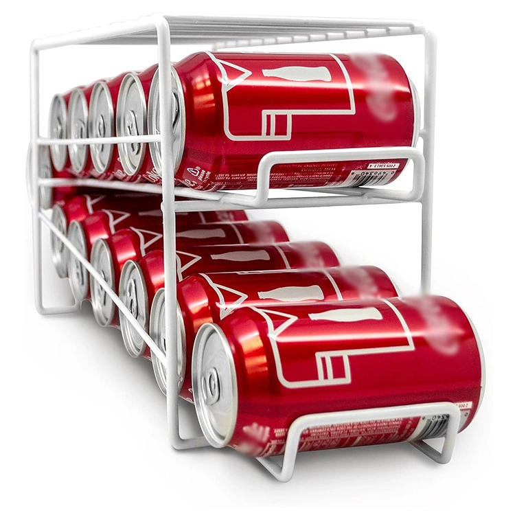 Fridge Storage Refrigerator Organizer Beverage Dispenser Rack 2 Tier Can Dispenser Soda Can Organizer