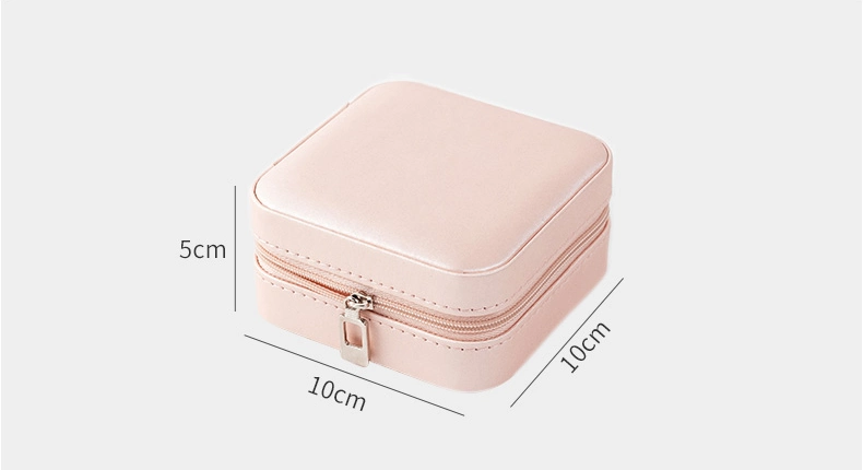 Simple Double Layer Large Capacity Version Zipper Jewelry Boxes Leather Storage Box