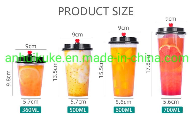 500ml 16oz PP Disposable Plastic Cup Drink Milk Tea Cup