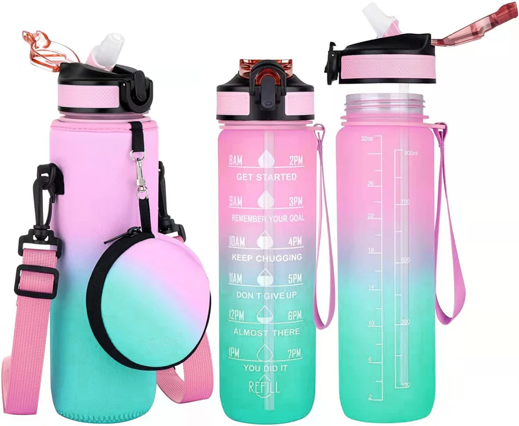 1000ml Tritan PC as Outdoor Water Bottle Sports Cup Gym Shake Cup with Cup Sleeve