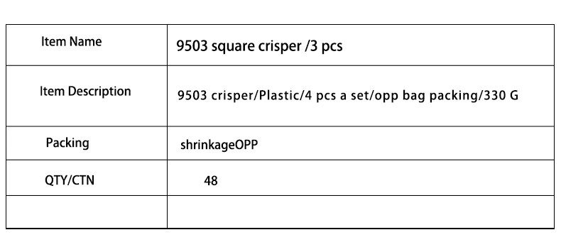 3PCS Long Square High Quality Plastic Crisper