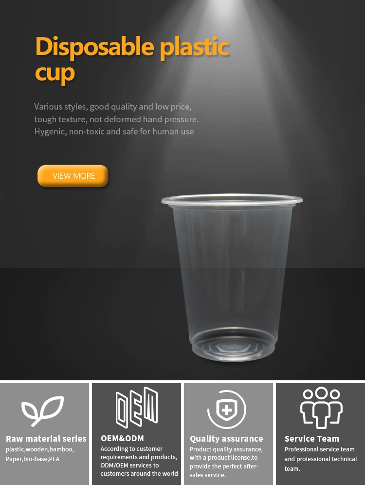 Wholesale Disposable PP Plastic Cup Hot Water Cup with Customized Logo Color for Cold Drink