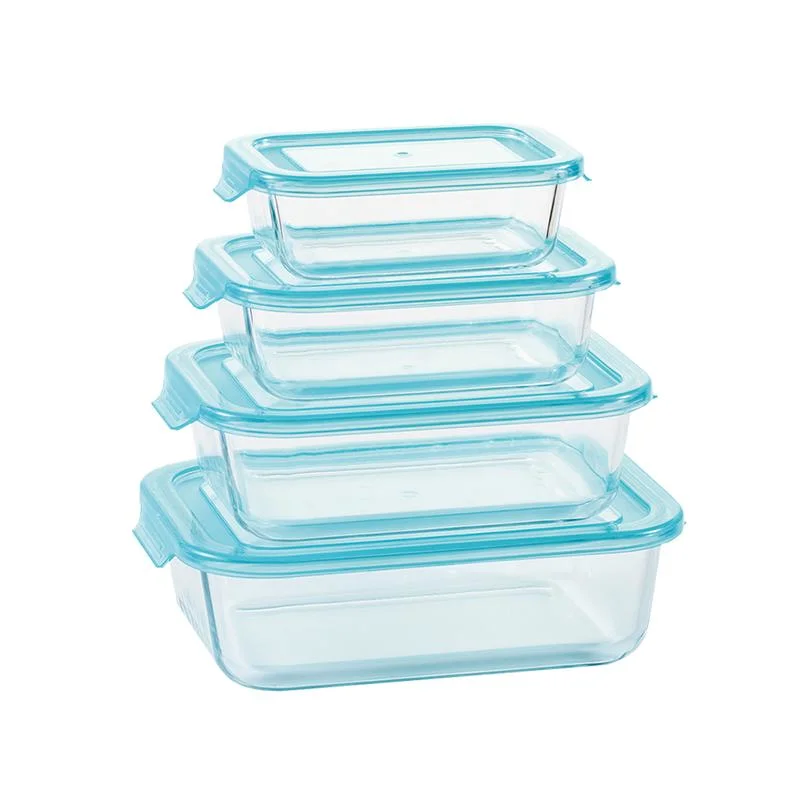 1480ml Kitchen Lunch Box Microwave Glass Bowl Glass Crisper with Wooden Cover