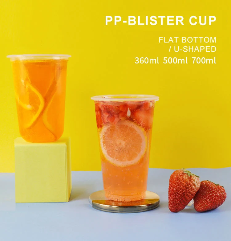 China Supplier Guangzhou Disposable Transparent PP Plastic Cups with Lid Juice Cup