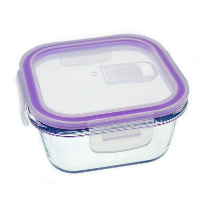 1230ml Square Kitchen Lunch Boxes Microwave Glass Bowl Glass Crisper with Cover