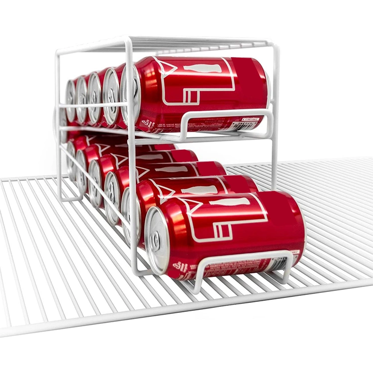 Fridge Storage Refrigerator Organizer Beverage Dispenser Rack 2 Tier Can Dispenser Soda Can Organizer