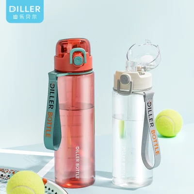Customized Sports Tritan BPA Free Plastic Straw Water Bottle with Rope