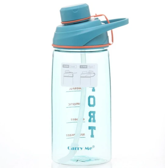 Low MOQ Plastic Water Cup with Straw Lid Outdoor Sport Water Bottle
