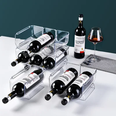 Plastic Acrylic Wine Rack Storage Organizer for Kitchen Fridge Wine, Beer, Pop/Soda, Water Bottles Holder