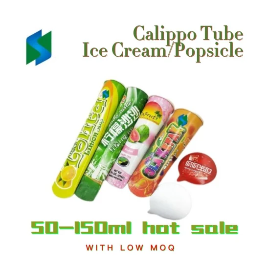 Jiushun Wholesale Disposable Ice Cream Popsicle Pure Fruit Milk Shake Tube 50ml 100ml Calippo Squeezed Cup with Plastic Lid